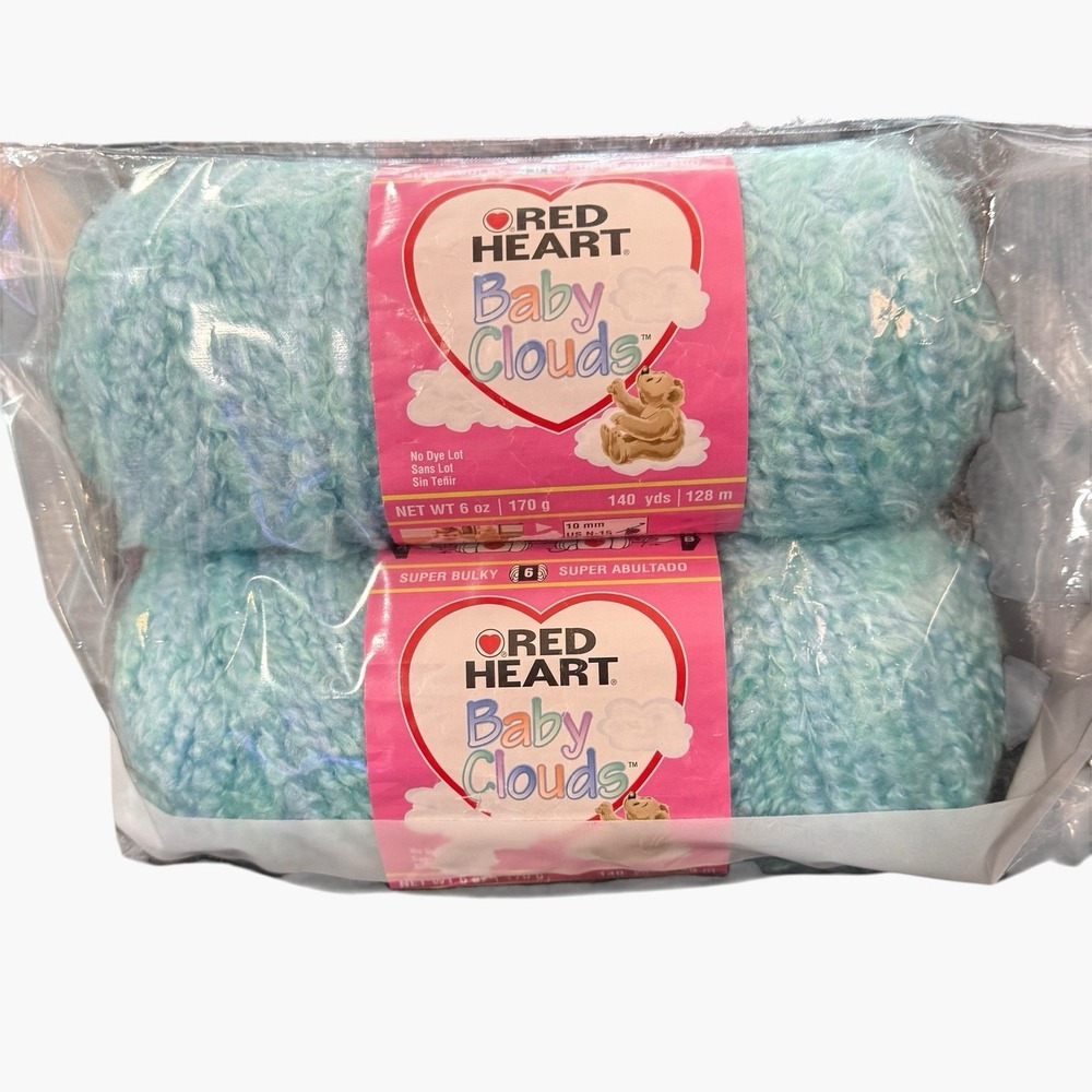 Red Heart Baby Clouds Aquamarine #9364 Super Bulky Lot of 2 Discontinued In 2016
